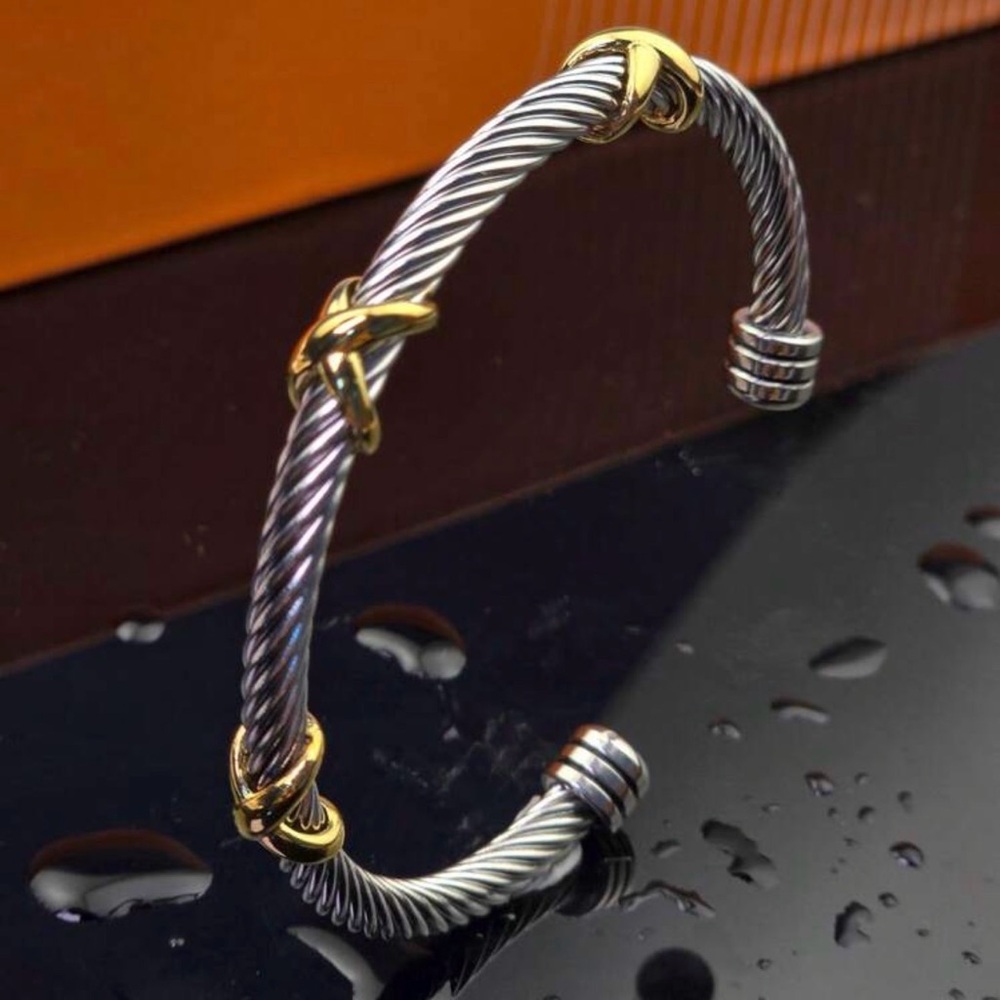 Elegant Two-Tone Cable Bracelet